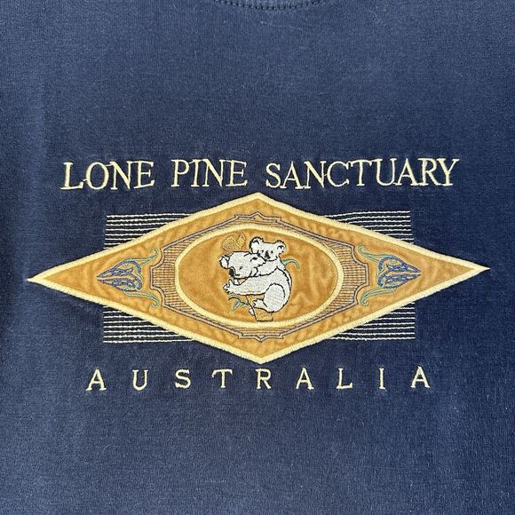 Vtg Lone Pine Koala Sanctuary T-Shirt Men XL Blue Embroidered Brisbane Australia - Picture 2 of 10